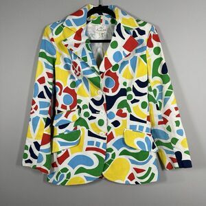 Ah! Austin Hill Size 6 Vintage‎ 1970s Multicolor Three Button Blazer Jacket